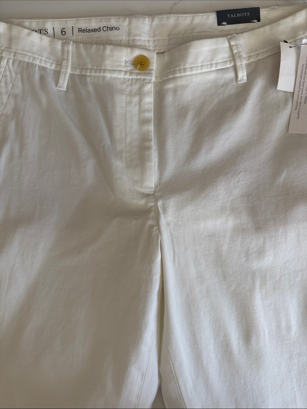 Talbots White Relaxed Chino Pants NWT